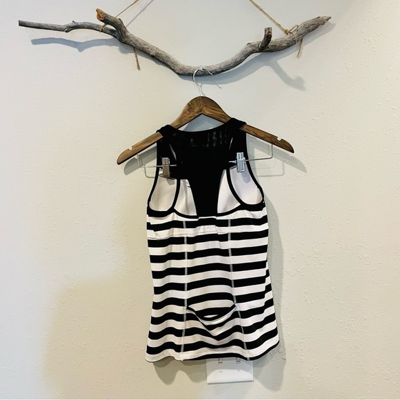Athleta Chase Black and White Stripe Racer Back Tank Top - Picture 5 of 12
